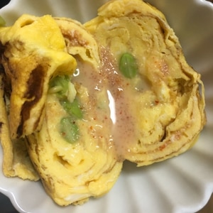 居酒屋人気メニュー我が家流！卵焼きの明太ソースがけ